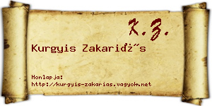 Kurgyis Zakariás névjegykártya